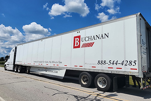 Dry van truck hauling steady retail freight on Midwest regional routes