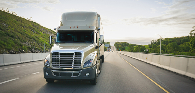 professional semi truck driver hauling freight on interstate highway