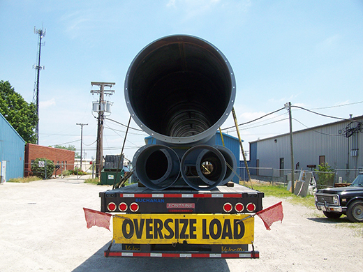 Specialized trailer transporting oversized freight