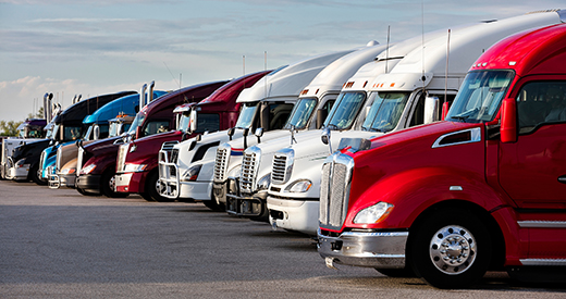 Freight trucks representing demand in trucking industry